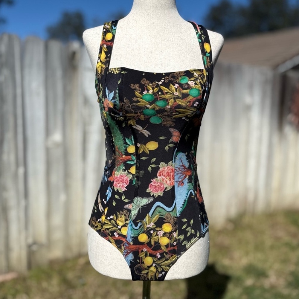 Floral Black One-Piece Swimsuit